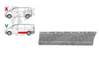Piese de reparatie pentru panou lateral Mercedes Vito/ Viano (W639), 01.2003-2014, partea Stanga, Tabla, cu gauri pt. ornamente, lungime 1600, inaltime 370 mm, Aftermarket