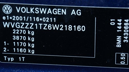 Piese VW Touran 2.0 TDI BMN 125KW 170CP 2007 volan stanga europa Albastru indigo Injectoare turbo