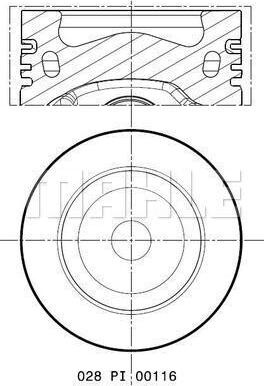 Piston 8101 STD AUDI A1 A3 A4 ALLROAD B8 A4 B8 A5 A6 C7 Q3 Q5 TT SEAT ALHAMBRA ALTEA ALTEA XL EXEO EXEO ST IBIZA VW AMAROK (2HA, 2HB, S1B, S6B, S7A, S7B), Ridica, 09.2010 - MAHLE 028 PI 00116 000
