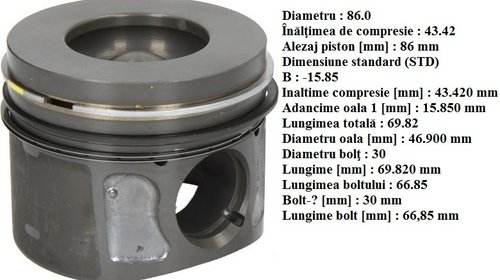 Piston echipat cu segmenti pentru Citroen,For