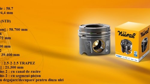 PISTON ECHIPAT CU SEGMENTI SI BOLT PT IVECO, 