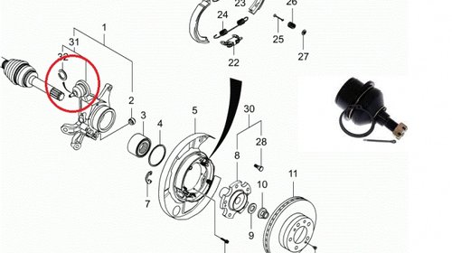 Pivot fuzeta spate pentru Ssangyong Action , 