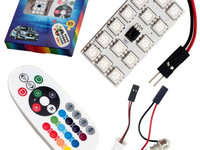 Placa LED RGB 28X43MM. CU TELECOMANDA - 15 SMD 5050 RGB 12V (pret/set)