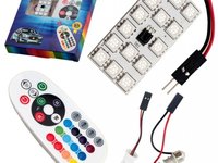 Placa LED RGB 28X43MM. CU TELECOMANDA 15 SMD 5050 12V KIT COMPLET AL-031016-7