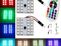 Placa LED RGB 37X43MM CU TELECOMANDA 24 SMD 5050 12V KIT COMPLET AL-031016-8