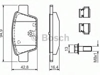 Placute frana 0 986 494 030 BOSCH pentru Fiat Bravo Fiat Ritmo Alfa romeo Mito Fiat Stilo Fiat Multipla CitroEn C1