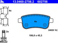 Placute frana 13 0460-2756 2 ATE pentru Renault Megane Renault Gran Renault Fluence Renault ScEnic