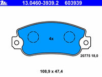 Placute frana 13 0460-3939 2 ATE pentru Fiat Panda Fiat Uno Seat Ibiza Seat Malaga Seat Marbella Seat Terra