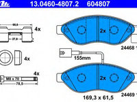 Placute frana 13 0460-4807 2 ATE pentru Peugeot Boxer Peugeot Manager CitroEn Jumper CitroEn Relay