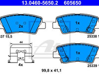 Placute frana 13 0460-5650 2 ATE pentru Hyundai I40 Kia Rio Hyundai Ix35 Hyundai Tucson Hyundai Grand Hyundai I10 Kia Soul Hyundai I20 Kia Sportage Hyundai Ioniq Kia Niro Kia Optima Hyundai I30