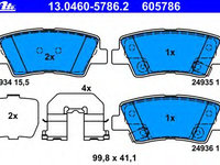 Placute frana 13 0460-5786 2 ATE pentru Kia Soul Hyundai Accent Hyundai Solaris Hyundai Veloster Hyundai I40 Kia Rio Hyundai Tucson Hyundai Elantra Hyundai Fluidic Hyundai Ix35 Hyundai Embera Hyundai Sonata Kia Optima Hyundai Verna Kia Sportage