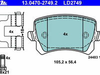 Placute frana 13 0470-2749 2 ATE pentru Vw Passat Seat Alhambra Seat Leon Vw Touran Skoda Octavia Skoda Superb Vw Sharan Audi A3 Vw Golf Vw Jetta Audi Tt Skoda Laura Vw Tiguan Vw Eos Vw Caddy Vw Vento Vw Cc Audi Q3 Audi A6 Audi A4