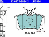 Placute frana 13 0470-2894 2 ATE pentru Seat Ibiza Seat Cordoba Audi A3 Skoda Praktik Skoda Roomster Skoda Octavia Vw Golf Vw Beetle Vw New Vw Novo Skoda Fabia Audi Tt Vw Bora Vw Jetta Seat Toledo Vw Polo Vw Derby Vw Flight