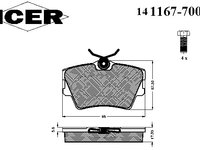 Placute frana 141167-700 ICER pentru Vw Eurovan Vw Transporter