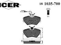 Placute frana 181035-700 ICER pentru Renault Laguna