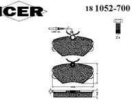 Placute frana 181052-700 ICER pentru Peugeot 405