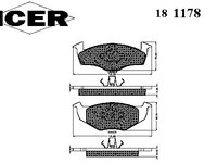 Placute frana 181178 ICER pentru Vw Golf Vw Derby Vw Flight Vw Polo Vw Jetta Vw Vento Seat Cordoba Seat Ibiza