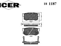 Placute frana 181187 ICER pentru Rover 600 Honda Legend Honda Accord Honda Odyssey Honda Shuttle Honda Civic Honda S2000 Honda Integra Honda Stream Honda Cr-v Honda Edix Honda Fr-v Honda Ballade Honda Element Honda Lagreat Honda Stepwagon Honda Inspi