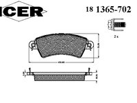 Placute frana 181365-702 ICER pentru Peugeot 306 CitroEn Xsara Peugeot 206