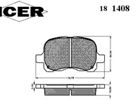 Placute frana 181408 ICER pentru Toyota Corolla Toyota Sprinter