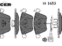 Placute frana 181653 ICER pentru Vw Passat Skoda Superb Audi A3 Vw Cc Vw Golf Vw Rabbit Vw Eos