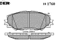 Placute frana 181760 ICER pentru Toyota Ist Toyota Urban Toyota Bb Toyota Auris Toyota Blade Toyota Rav Toyota Ractis Toyota Verso Toyota Altis Toyota Axioaltis Toyota Corolla