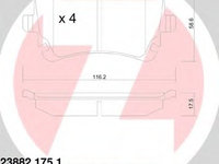 Placute frana 23882 175 1 ZIMMERMANN pentru Vw Kombi 2010 2011 2012 2013 2014 2015