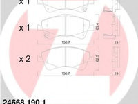 Placute frana 24668 190 1 ZIMMERMANN pentru Toyota Avensis Toyota Auris Toyota Blade Toyota Verso Toyota Corolla