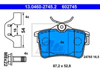 Placute frana Citroen Berlingo (B9), 04.2008-2018, Peugeot 308 Sw, 09.2007-, Partner Van, 2008-2018, Motorizare 1.6/ 1.4 16v/ 1.2, ATE