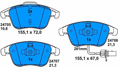 Placute frana fata Audi A4 (8K2, B8) - Ate