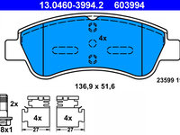 PLACUTE FRANA Fata CITROEN BERLINGO / BERLINGO FIRST MPV (MF_, GJK_, GFK_) ATE 13.0460-3994.2 1996 1997 1998 1999 2000 2001 2002 2003 2004 2005 2006 2007 2008 2009 2010 2011