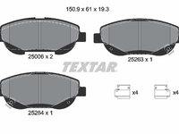 PLACUTE FRANA Fata TOYOTA AVENSIS Estate (_T27_) TEXTAR 2500601 2008 2009 2010 2011 2012 2013 2014 2015 2016 2017 2018