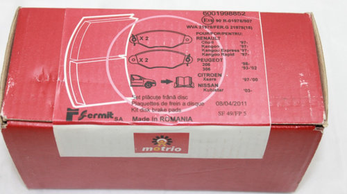 Placute frana Motrio pentru clio2,Kangoo,Peugeot 206,306,Citroen Xsara 6001998852