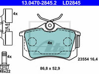 Placute frana RENAULT MEGANE II limuzina (LM0/1_) (2003 - 2016) ATE 13.0470-2845.2