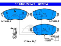 Placute frana Seat Alhambra (710, 711), 06.2010-. Vw Cc (358), 11.2011-12.2016, Passat Cc (357), 05.2008-01.2012, Sharan (7n1, 7n2), 05.2010-. 2.0 Tsi/ 1.4 Tsi, ATE