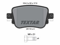 PLACUTE FRANA Spate VW CADDY ALLTRACK MPV (Saab) TEXTAR 2511001 2015 2016 2017