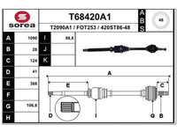 Planetara punte Fata Ford Transit 09.2007-08.2014, Partea Dreapta, Motorizare 2,2 Tdci, 3,2 Tdci, Transmisie Manuala, Lungime 1090mm,Inel Abs 48mm, 28 Dinti Ext., 41 Dinti Interior, Diam. 98,8/106,8mm, EAI T68420A1