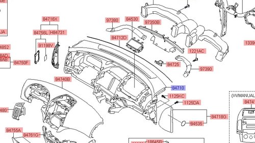 Plansa bord ( inferioara ) Hyundai I30 ( 2008-2012 ) (Original) OD OE 84710-2R100XP