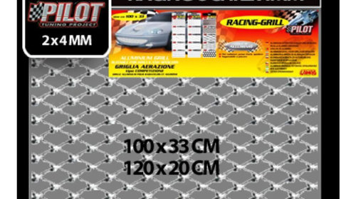 Plasa grila spoiler Racing Argintiu - Small 2x4mm 100x33cm LAM04582