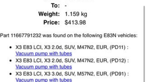 Pompa vacuum bmw E87 E90 E60 X3 X5 X6, seria 1/3/5, 7791232