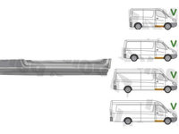 Prag MERCEDES SPRINTER, 07.2006-06.2018, VW CRAFTER (2E), 12.2005-04.2017, fata, partea dreapta, otel galvanizat, sub usa fata