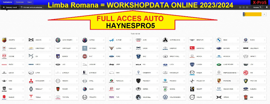 Program coduri de eroare HaynesPro Workshopdata Autodata 2024/2025