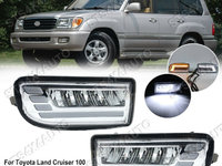 PROIECTOARE LED CU LUMINI DE ZI DRL SI DYNAMIC SEMNALIZARE TOYOTA LAND CRUISER FJ100 1998-2007 [V3]