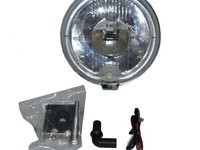 Proiector auto Wesem 12V bec H3 si led rotund , 183x97mm rotund sticla alba carcasa cromata, cu lumina de drum , 1 buc.