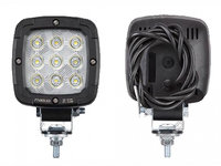 Proiector de lucru 12/24V, 9xLED 6W, 650 lumeni, cu cablu 1,5 m, patrat, fixare cu surub, carcasa neagra, Latime: 100 mm, Inaltime: 100 mm, adancime: 80 mm, 1 buc.