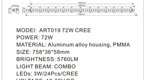 Proiector LED 108W COMBO 12/24V - ART019