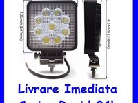 Proiector LED 12V - 24V Lucru Santier OFFRoad Patrat lumina FLOOD 27W F15-2