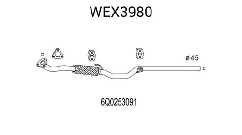 Racord evacuare WEX3980 QWP pentru Vw Passat 