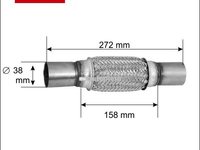 Racord flexibil toba esapament 38 x 272 mm BOSAL 265-609 piesa NOUA