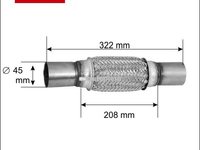 Racord flexibil toba esapament 45 x 322 mm BOSAL 265-703 piesa NOUA